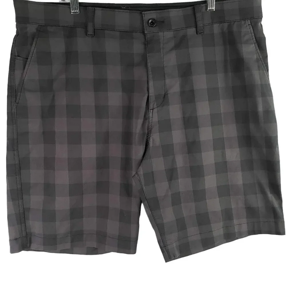 Nike Shorts Golf Tech UV Men’s 40 Plaid Gray Flat Front Chino Modern
